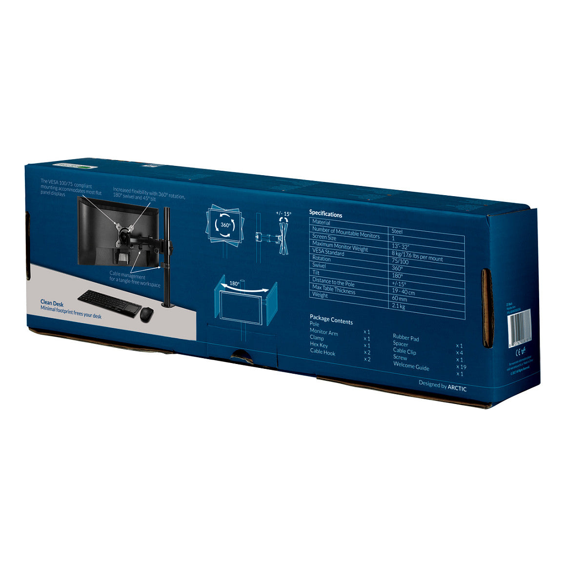 Tischhalterung für 1 Monitor bis 81,3cm 32" 15KG ARCTIC Z1 Basic
