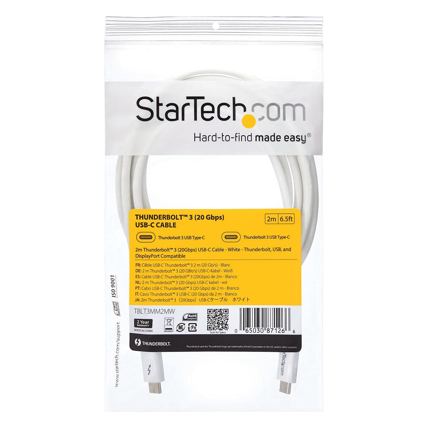 Thunderbolt 3 Kabel - 20Gbit/s - 2m white