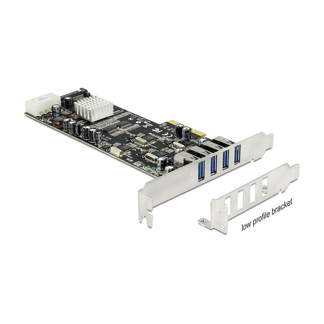 PCI Express x4 Karte zu 4 x extern USB 5 Gbps Quad Channel - Low Profile Formfaktor