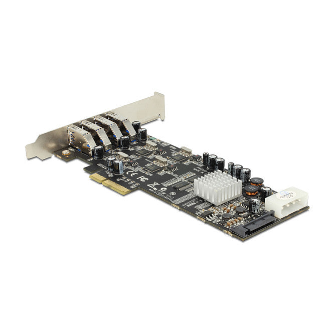 PCI Express x4 Karte zu 4 x extern USB 5 Gbps Quad Channel - Low Profile Formfaktor