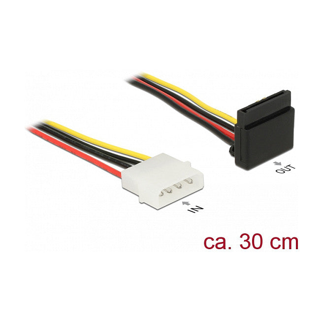Stromkabel SATA 15 Pin Buchse > 4 Pin Molex Stecker Metall 30 cm