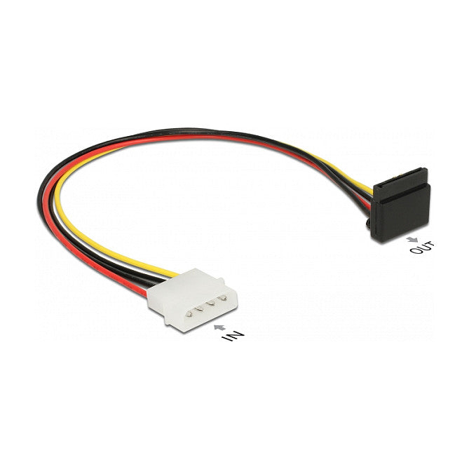 Stromkabel SATA 15 Pin Buchse > 4 Pin Molex Stecker Metall 30 cm