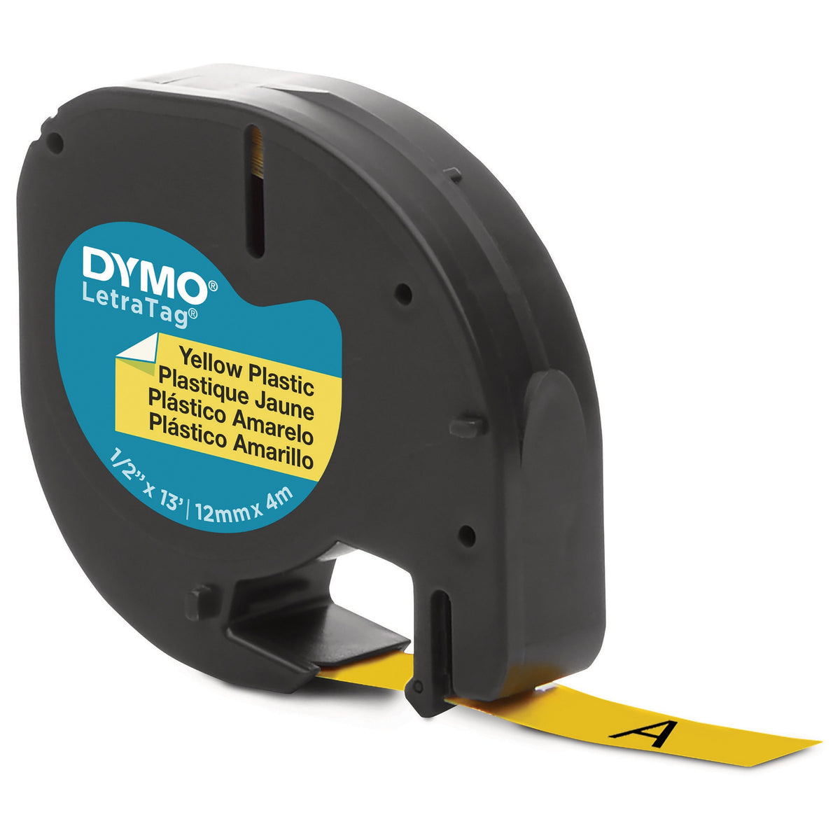 Dymo LabelWriter - LetraTag Kunststoff Etiketten - 12 mm x 4 m - Schwarz auf Gelb - (S0721620)