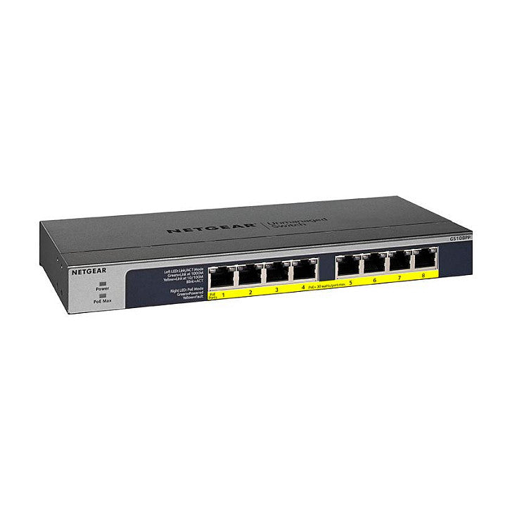 8P Netgear GS108PP PoE+ RM