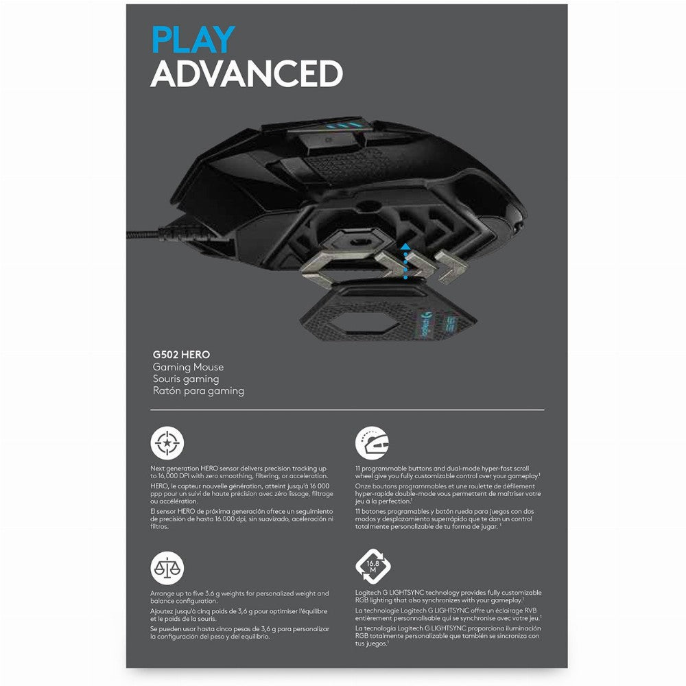 Logitech G502 Gaming Mouse (Hero) USB black