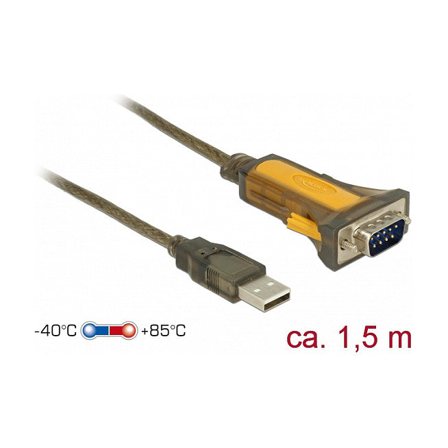 DeLOCK Adapter USB 2.0 > 1 x Serial RS-232 - erweiterter Temperaturbereich - Serieller Adapter