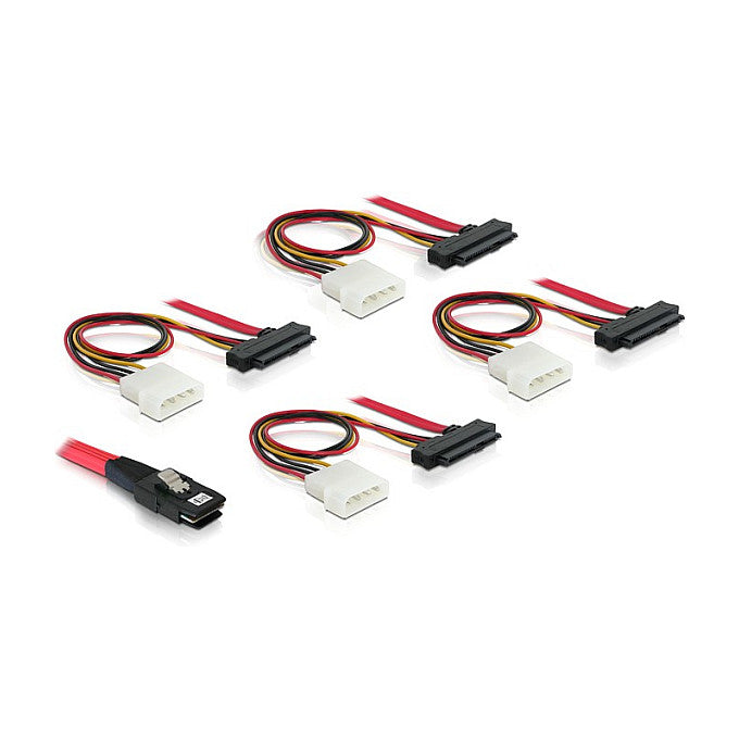 Kabel mini SAS SFF-8087 > 4 x SAS SFF-8482 + Power 1 m