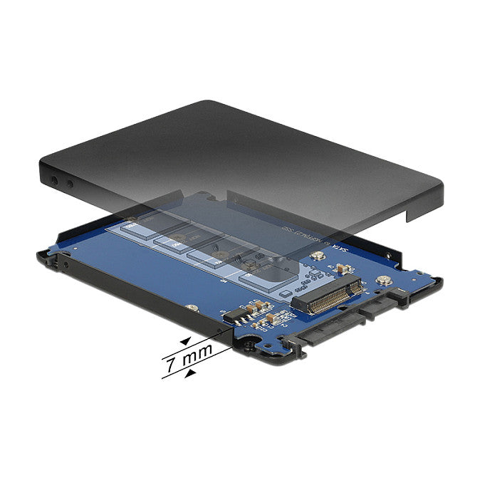 2.5" Konverter SATA 22 Pin > M.2 mit Gehäuse