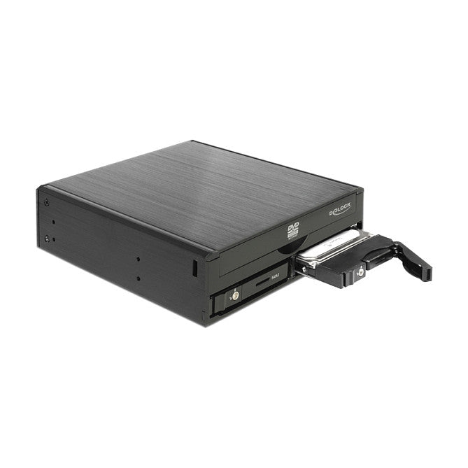 5.25" Wechselrahmen für 1 x 5.25" Slim Laufwerk + 2 x 2.5" SATA HDD / SSD