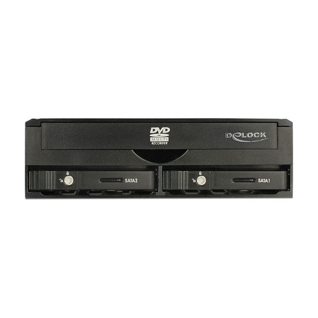 5.25" Wechselrahmen für 1 x 5.25" Slim Laufwerk + 2 x 2.5" SATA HDD / SSD