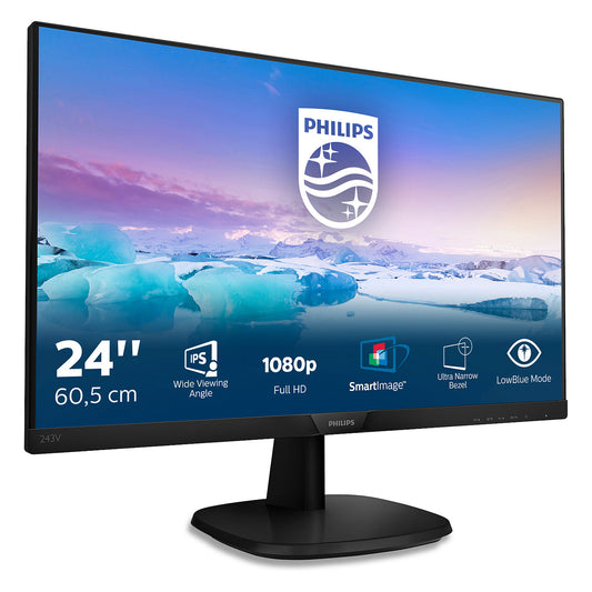 61cm/24'' (1920x1080) Philips V-Line 243V7QJABF 16:9 4ms VGA HDMI DisplayPort VESA Speaker Full HD Black