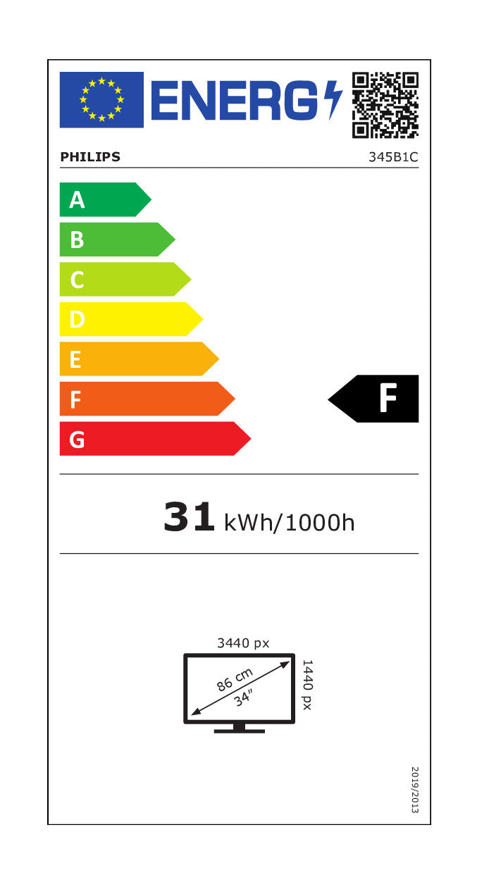 86.4cm/34'' (3440x1440) Philips B-Line 345B1C Curved 5ms 21:9 USB 2xHDMI DisplayPort VESA Speaker WQHD Black