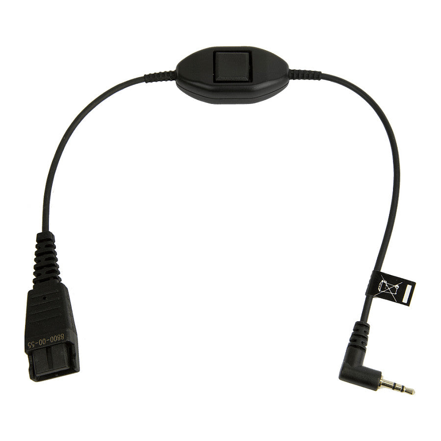 Jabra QD Cord to 2.5mm pin plug straight 0.3meters with call answering at cord e.g. for Philips Ericsson