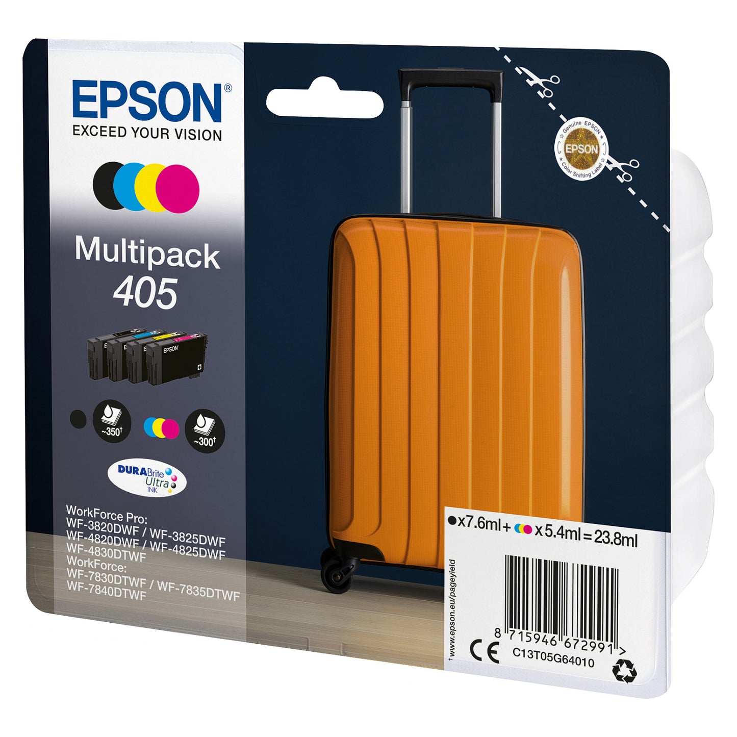 Epson Tinte 405 C13T05G64010 4er Multipack (BKMCY) bis zu 300 Seiten
