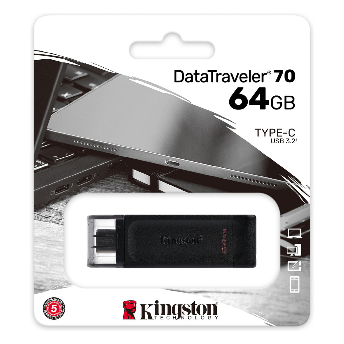 STICK 64GB USB-C 3.2 Kingston DataTraveler 70 Black