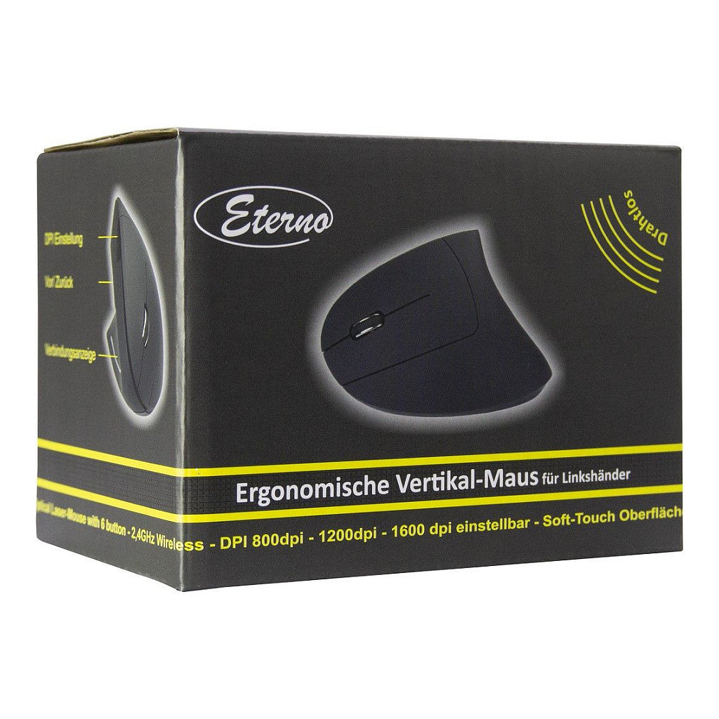 Inter-Tech AC KM-206L Maus Vertikal, ergonomisch für Linkshänder, 6 Tasten, Wireless