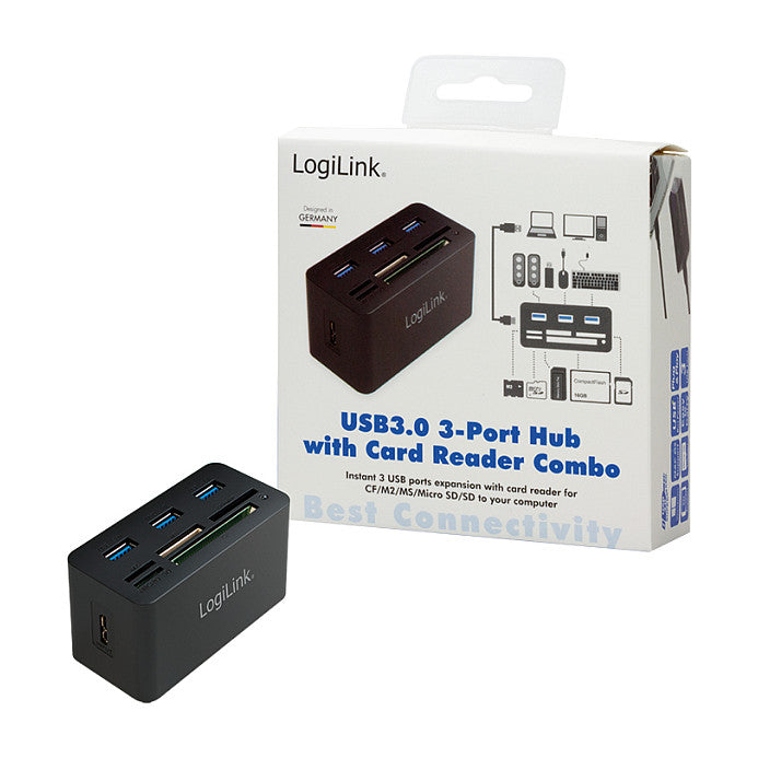 LogiLink CR0042 USB 3.0 HUB 3-Port 3x USB 3.0; All-in-One Kartenleser