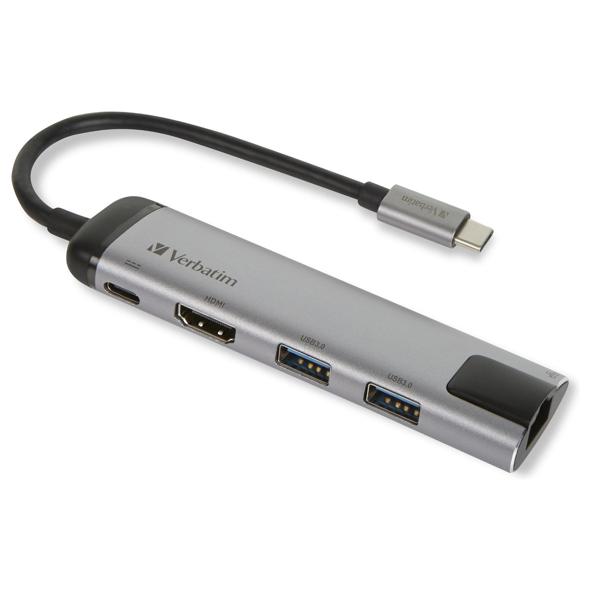 USB-C HUB 5Port > 2xUSB3.0/USB-C/HDMI/Ethernet passiv Verbatim Black Grey