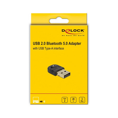 USB DeLock Bluetooth 5.0 Adapter USB 2.0 20m Reichweite Schwarz