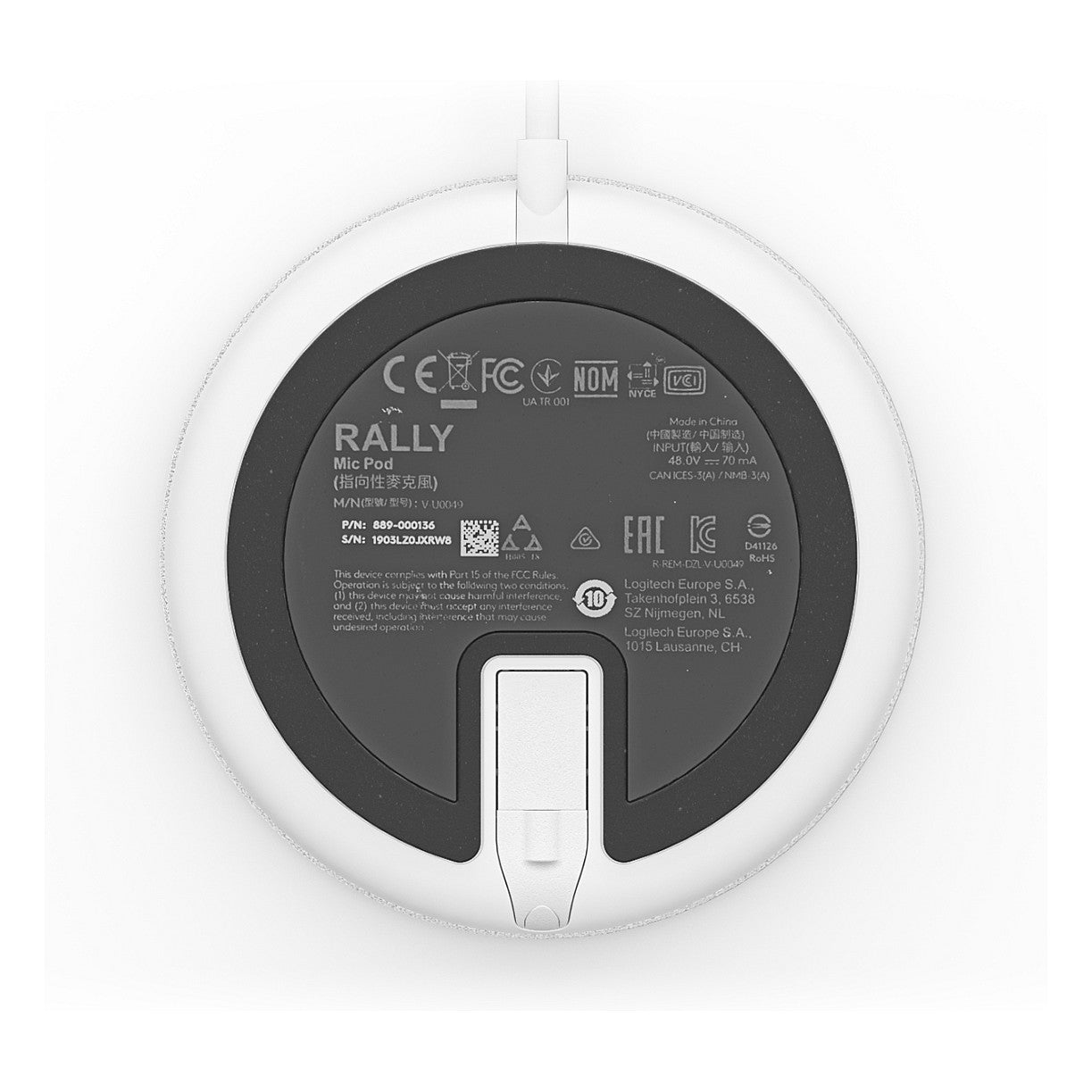 Logitech Rally Mic Pod Mikrofon Weiß