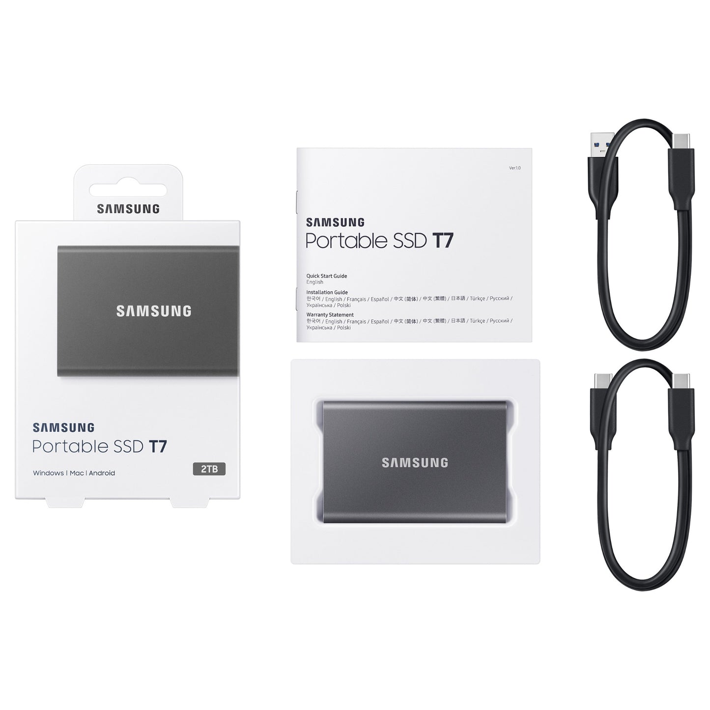 2TB Samsung Portable T7 USB 3.2 Gen2 Titan Gray retail