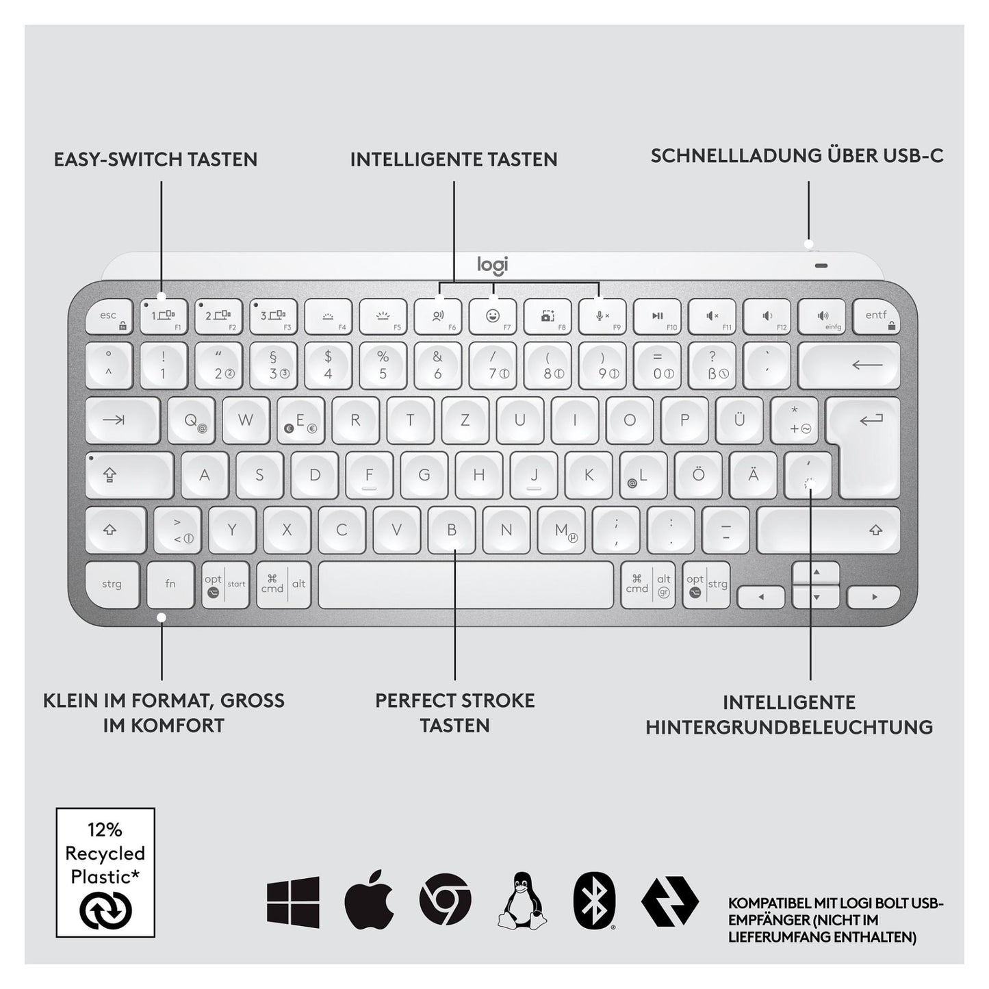 Logitech MX Keys Mini MAC - Tastatur Hintergrundbeleuchtung