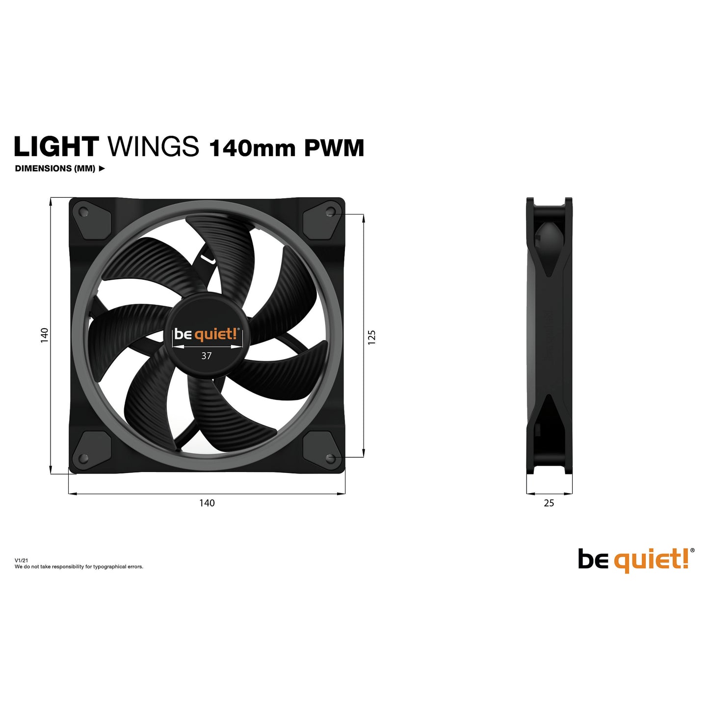 140mm be quiet! LIGHT WINGS 140mm PWM ARGB