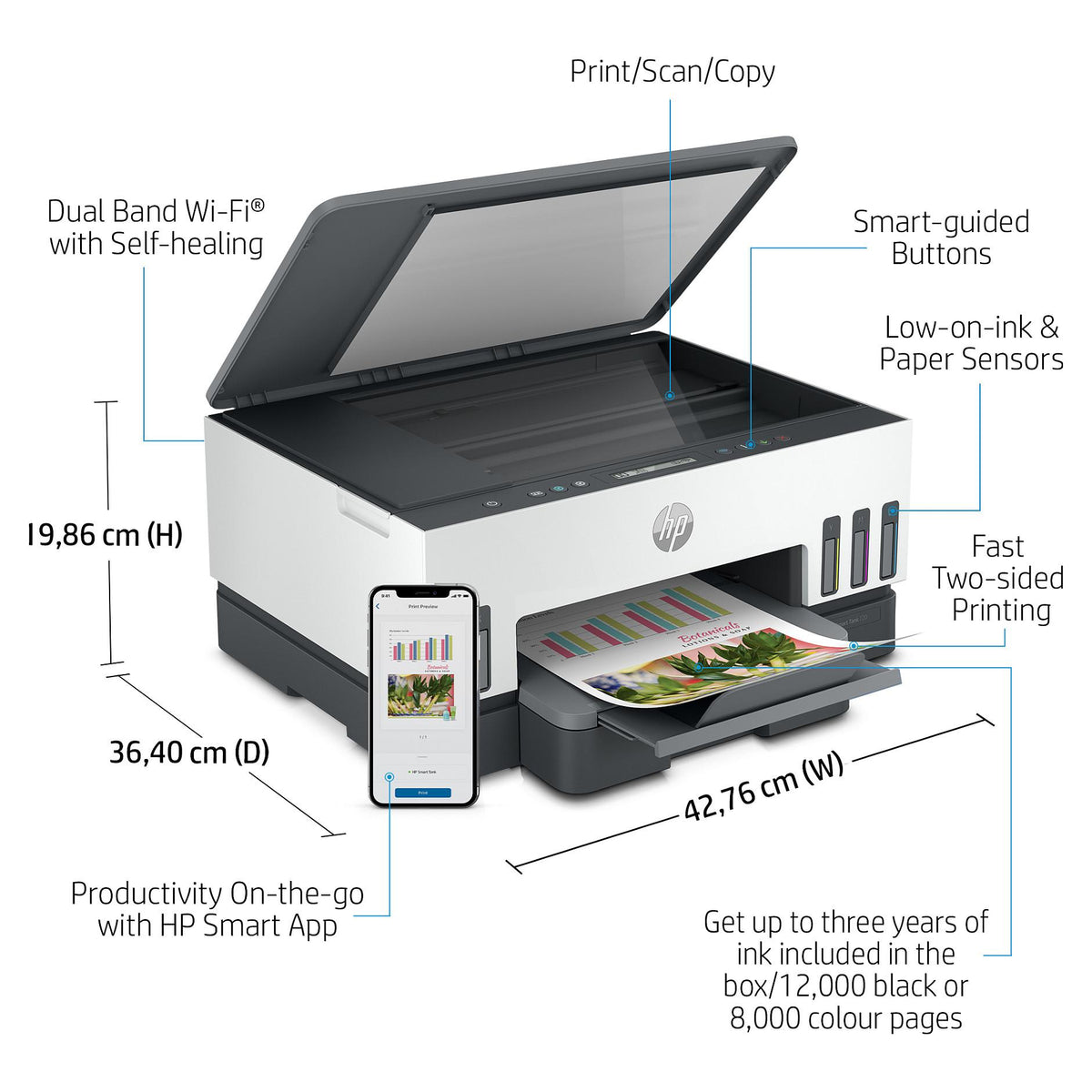 HP Smart Tank 7005 Tinte-Multifunktionsdrucker 3in1 A4 Bluetooth WiFi Duplex