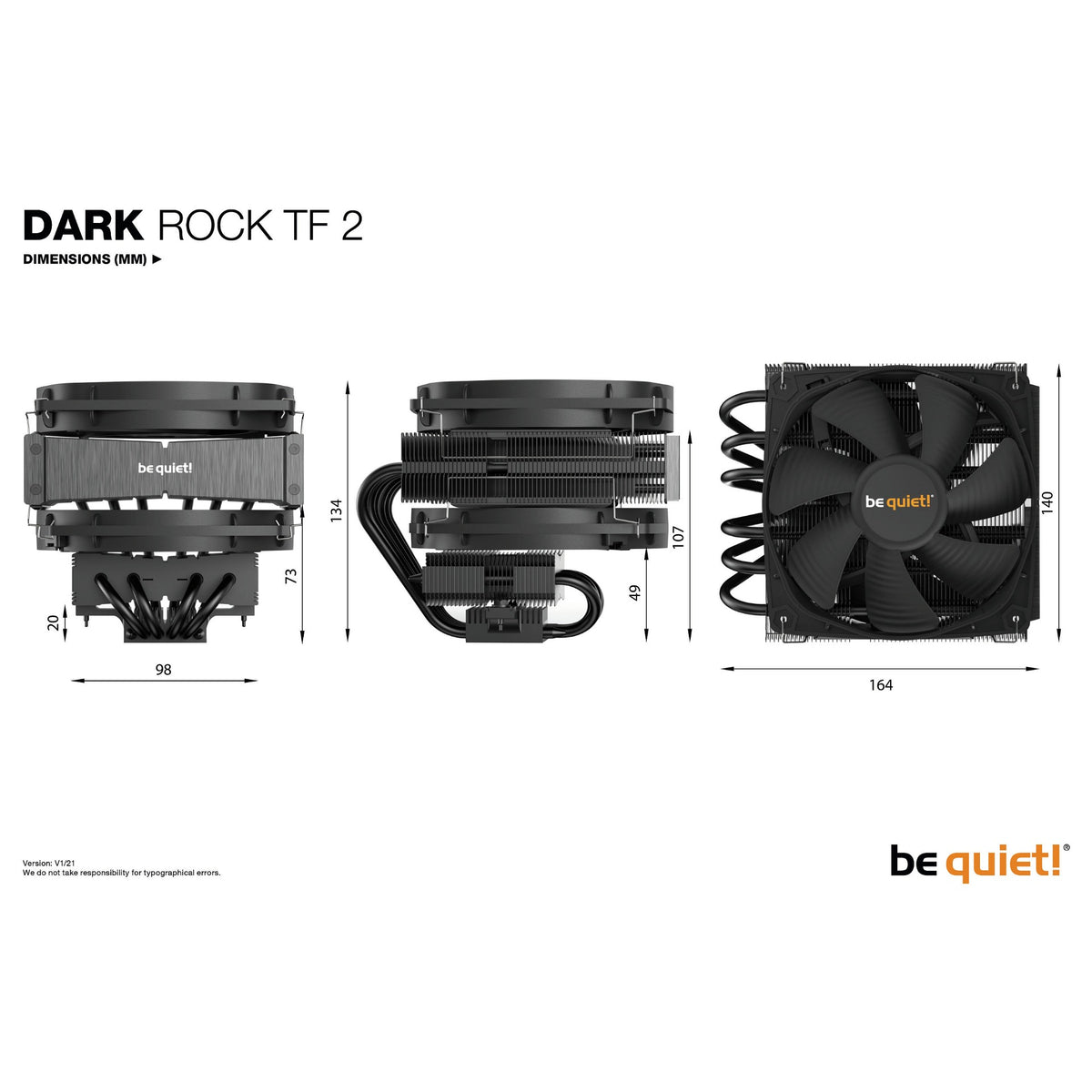 K Cooler Multi be quiet! Dark Rock TF 2 TDP 230W | 1700 / 1200 / 115X / 2011