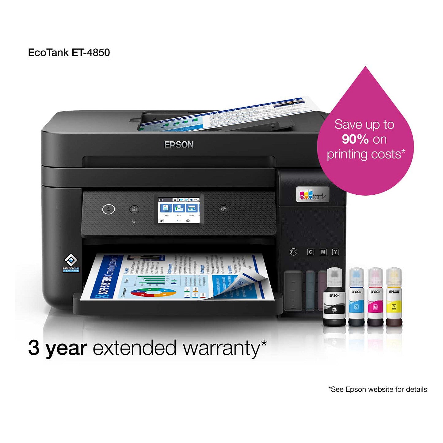 Epson EcoTank ET-4850 Tinte-Multifunktionsdrucker 4in1 A4 LAN WiFi ADF Duplex