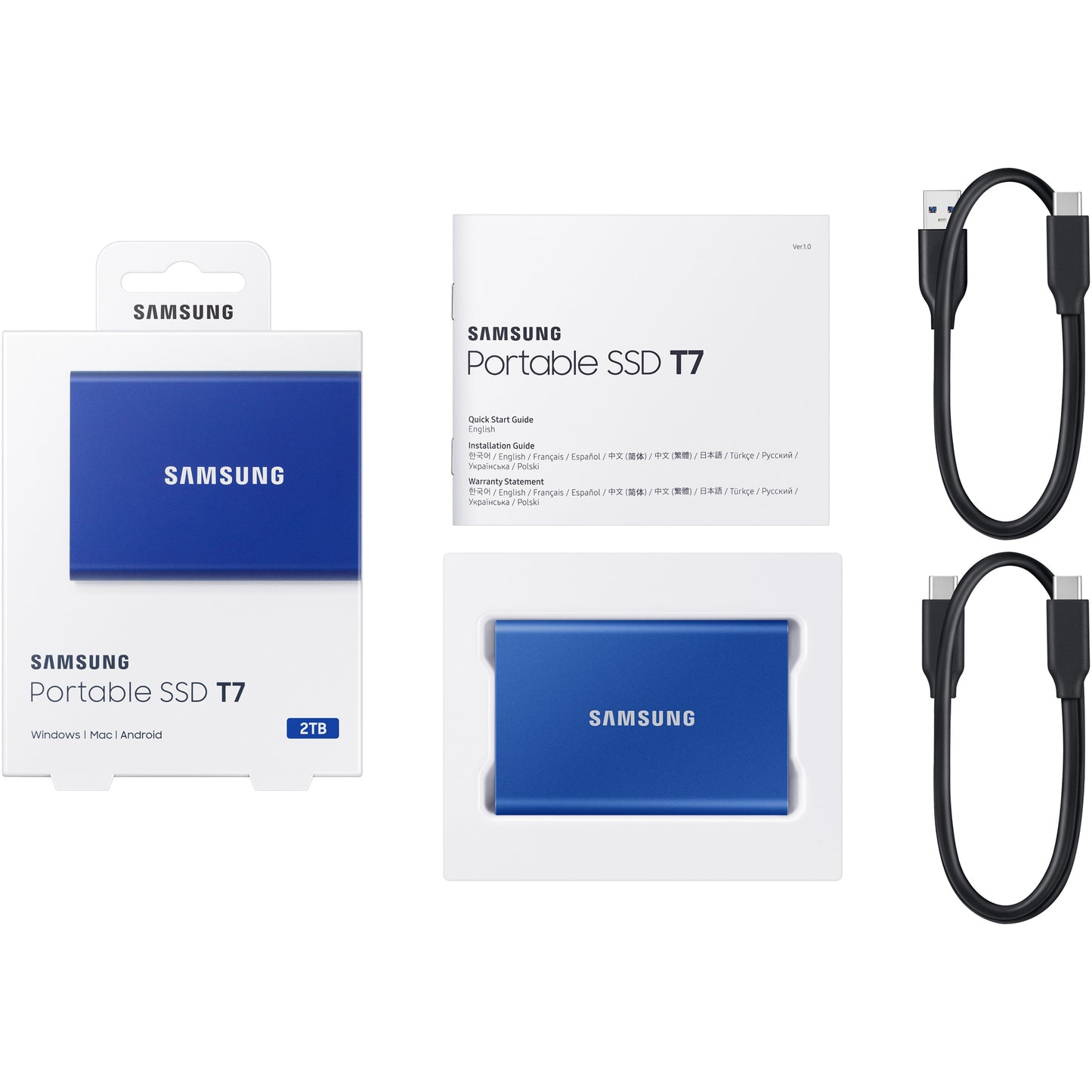 2TB Samsung Portable T7 USB 3.2 Gen2 Blau Einzelhandel