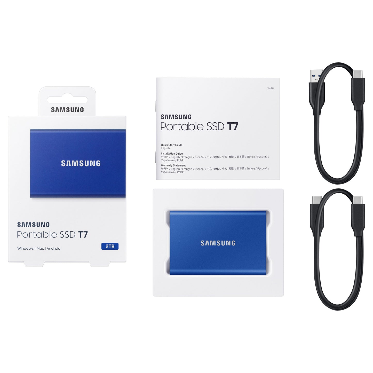 2TB Samsung Portable T7 USB 3.2 Gen2 Blue retail