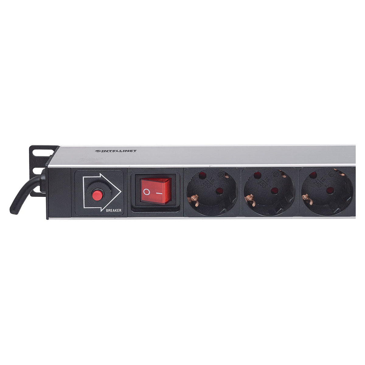 Intellinet 714044 - 1HE Steckdosenleiste (12x Stecker) Kabellänge 1,6m 675 mm x 47 mm x 62 mm mit An- und Ausschalter Black