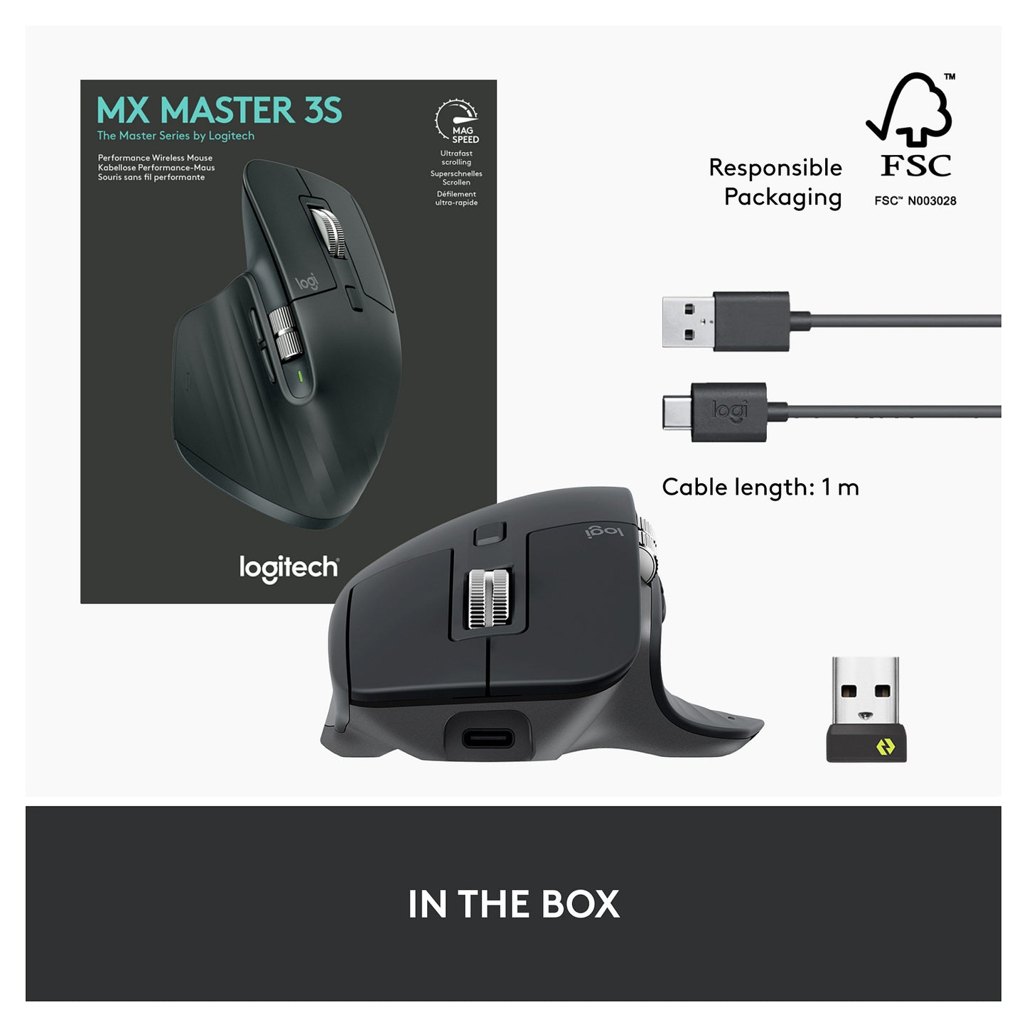 Logitech Master Series MX MASTER 3S ergonomisch graphite