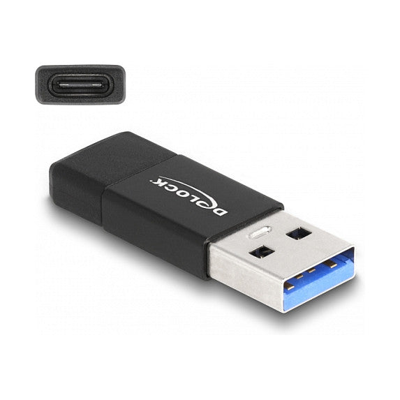 DELOCK USB 3.2 Gen 2 Adapter USB Typ-A Stecker zu USB Type-C Buchse schwarz