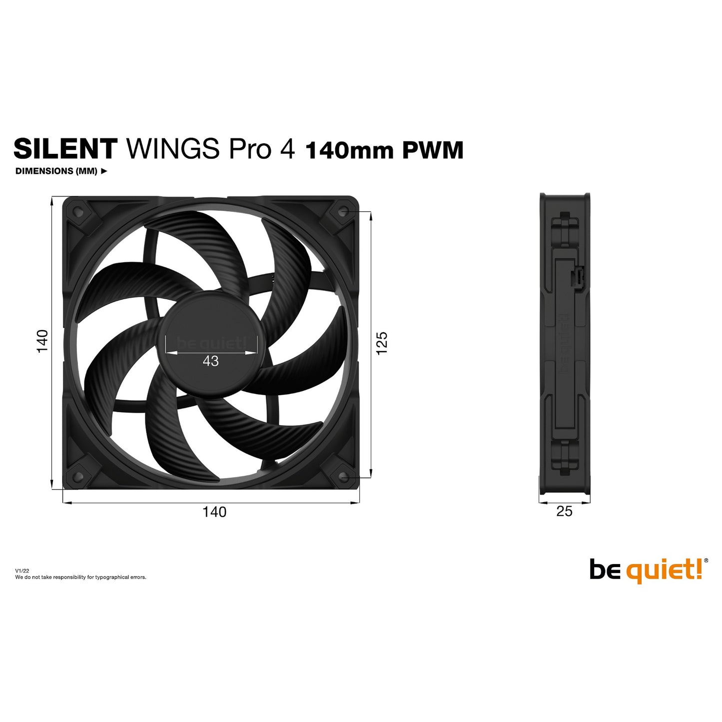 140mm be quiet! SILENT WINGS PRO 4 PWM