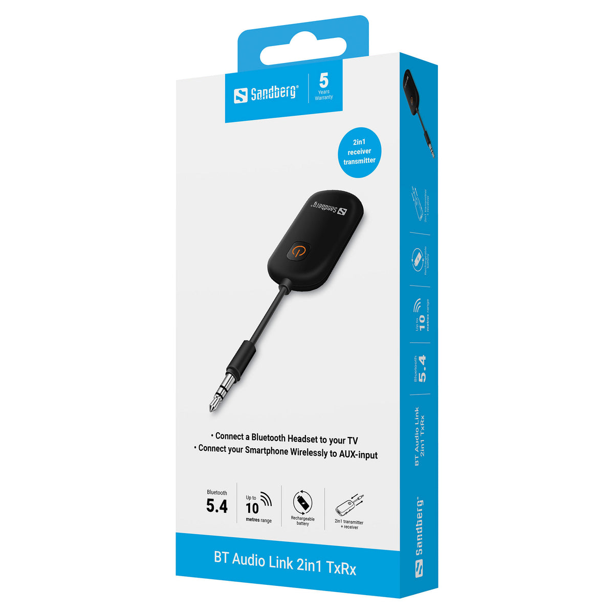 Sandberg 450-12 Bluetooth Audio Link Transmitter 2in1 TxRx Schwarz