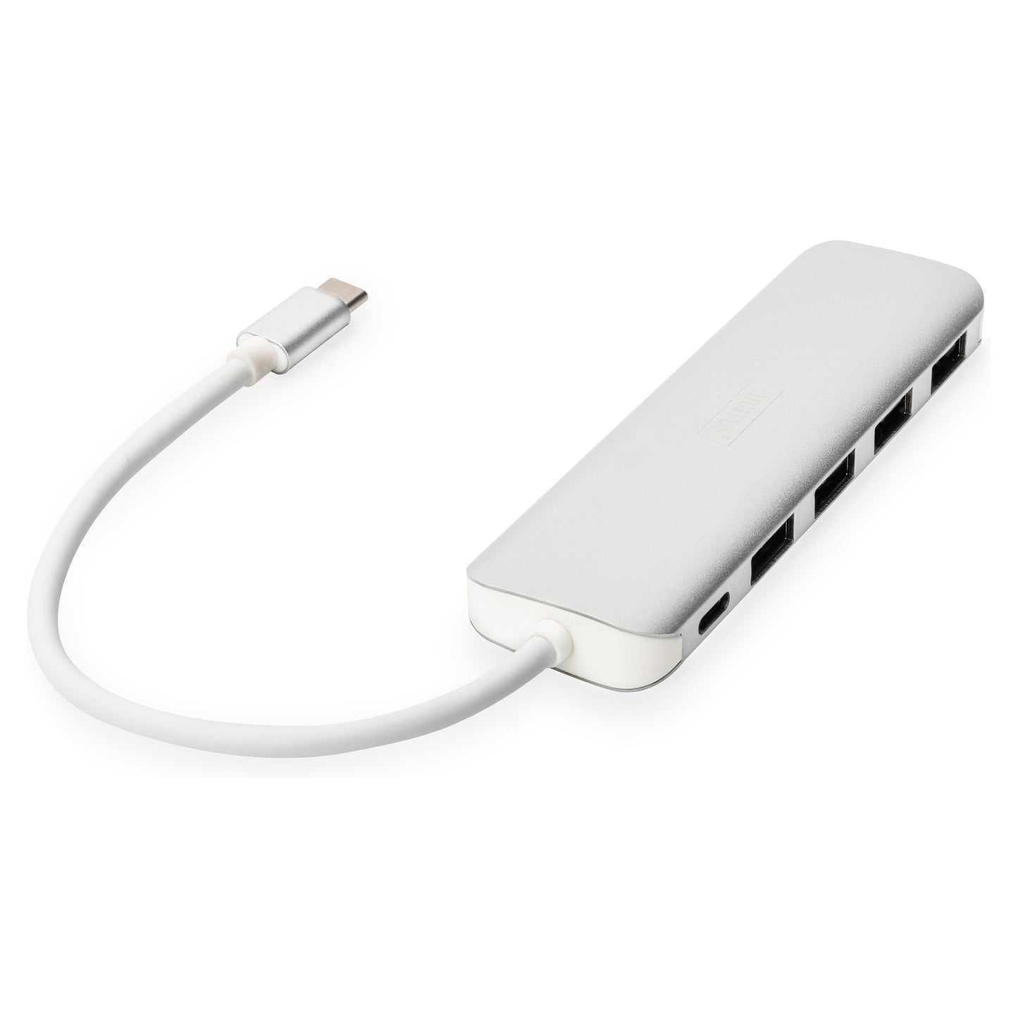DIGITUS USB-C-Hub 4-Port 3.0->4xA3.0 1xC-PD intgr.Kabel wei