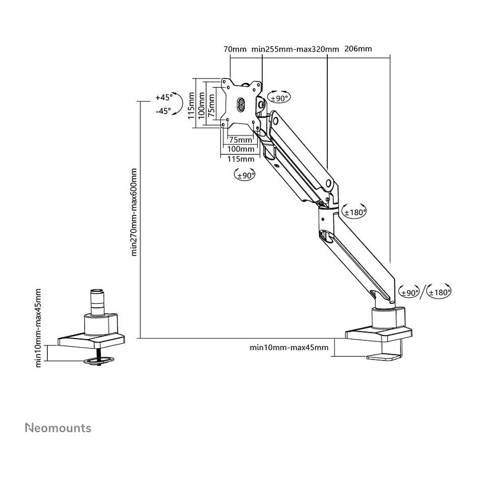 Neomounts NM-D775WHITEPLUS Tischhalterung für curved Bildschirme bis 49" (124 cm) - Weiß