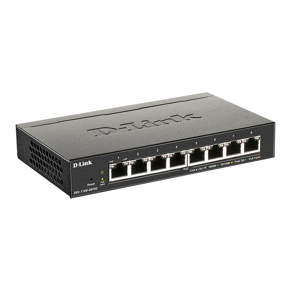 8P D-Link DGS-1100-08PV2 - Managed - L2/L3 - Gigabit Ethernet (10/100/1000) - Vollduplex - Power over Ethernet (PoE)