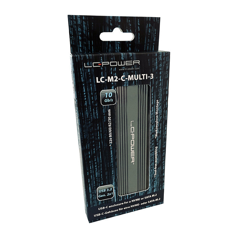 M.2 LC-M2-C-MULTI-3 LC-Power USB3.2 M.2-SSD-Gehäuse (NVMe & SATA)