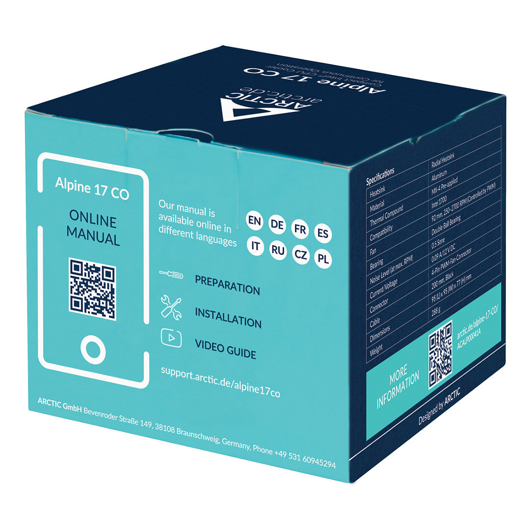 K Cooler Intel Arctic CPC Intel Alpine 17 CO | 1700