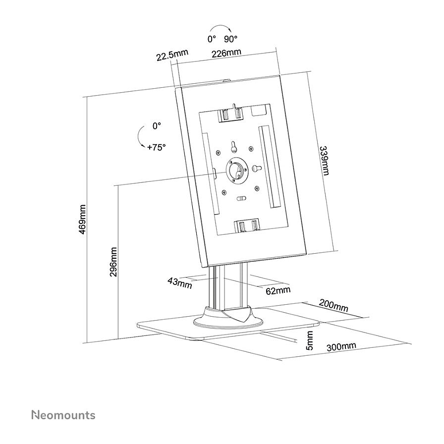 neig- und drehbare Tablet-Tischhalterung für 9.7-11'' Tablets DS15-650WH1 Neomounts White