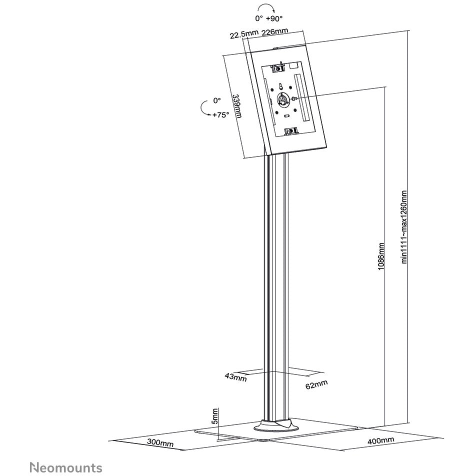 Neomounts FL15-650WH1 Tablet-Bodenständer für 9.7-11'' Tablets White