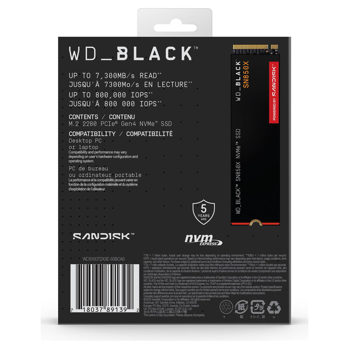 M.2 1TB WD Black SN850X NVMe PCIe 4.0 x 4