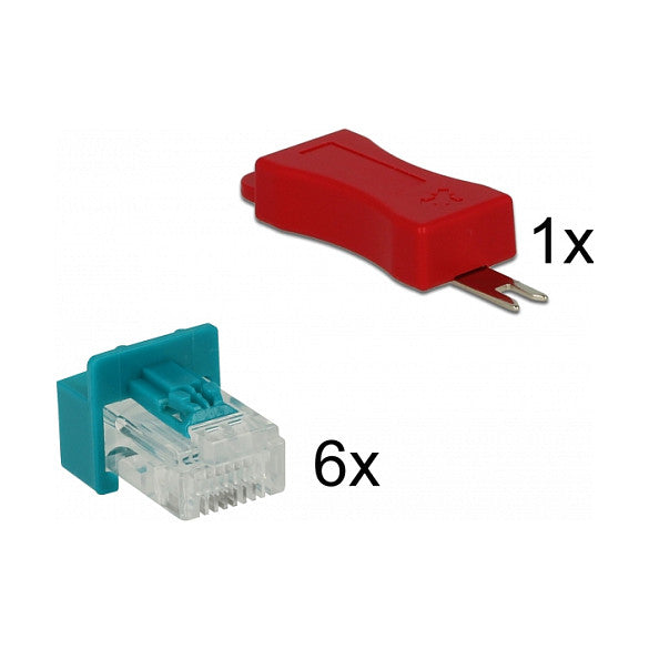 RJ45 Secure Clip mit Stecker Set mit 6 Stück