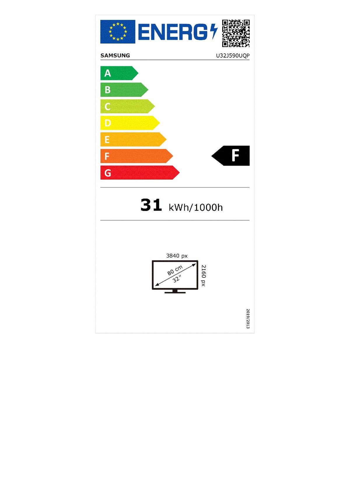 80cm/32'' (3840x2160) Samsung LU32J590UQP 16:9 4ms HDMI DisplayPort UHD Black