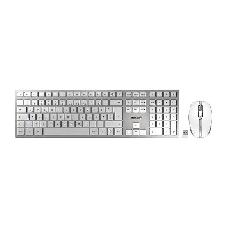 Cherry DW 9100 Slim - Tastatur-und-Maus-Set Wireless white/silver QWERTZ DE