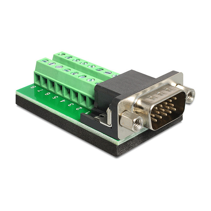 Delock Adapter VGA Stecker > Terminalblock 16 Pin Black, Green, Silver