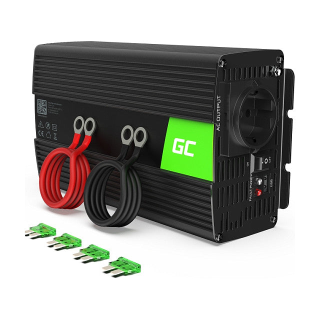 Green Cell Spannungswandler Power Inverter 24V > 230V 1000/2000W Black